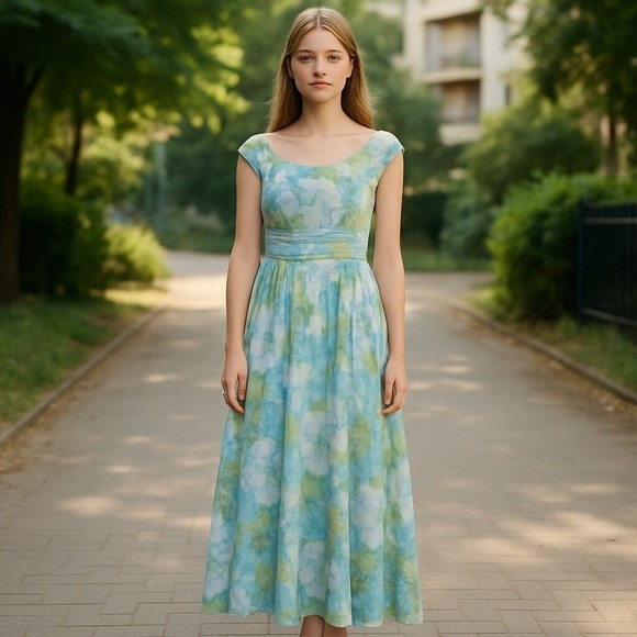 Vintage Floral Maxi Dress 13 14 Womens 70s Bridesmaid Fairycore Fairy Feminine - Picture 1 of 12